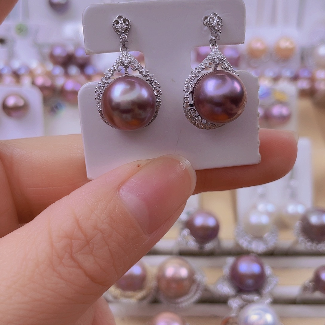 以***贵耳饰淡水珍珠银S925镶嵌