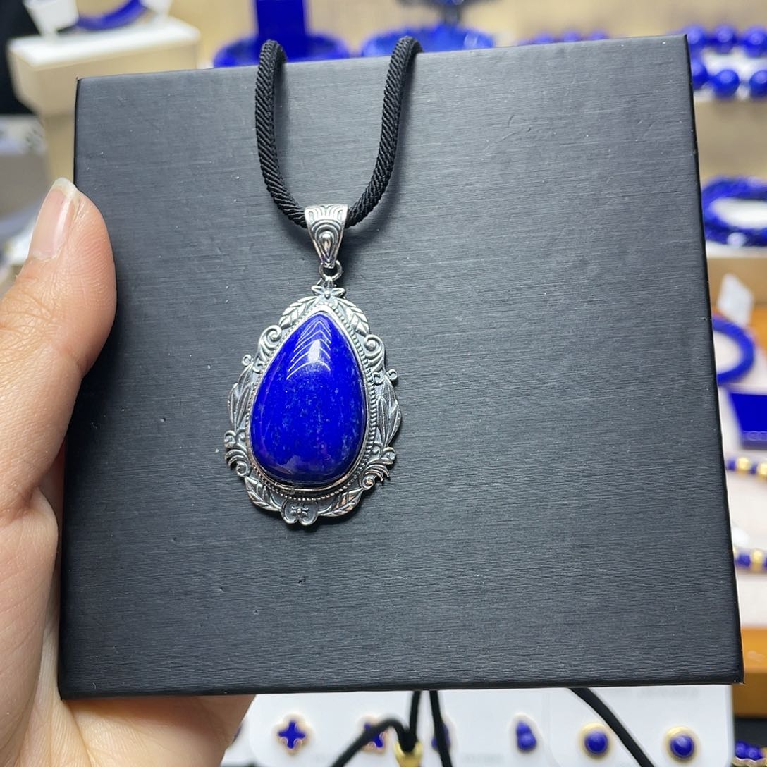 青金石吊坠银S925镶嵌