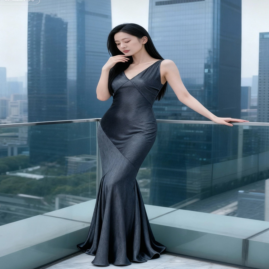 严选优品礼服高端简约时尚长款设计师女士百搭中长款纯色纯色红色