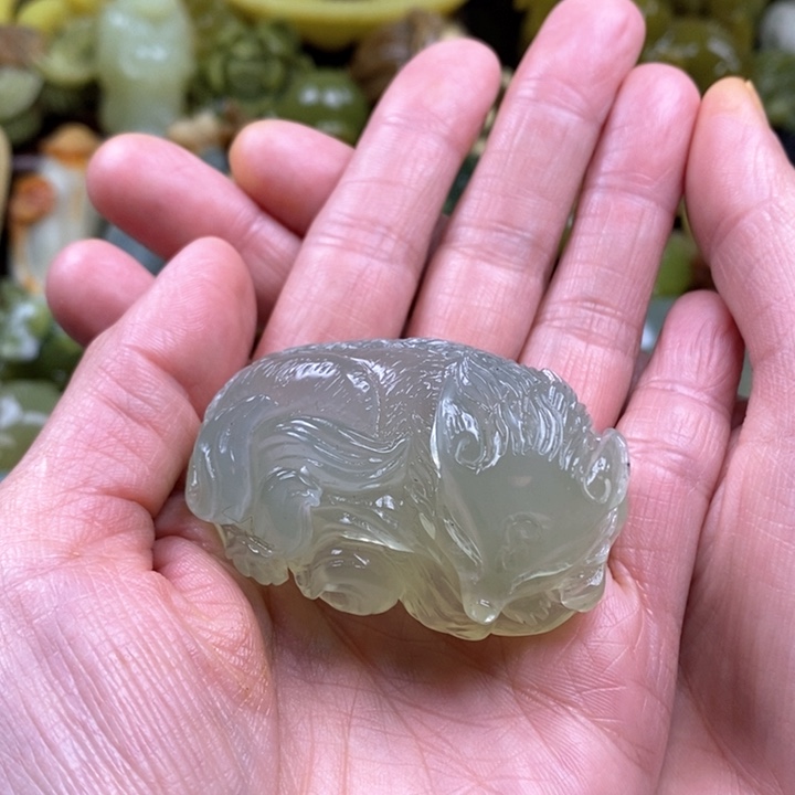 蛇纹石玉手把未镶嵌钢*构