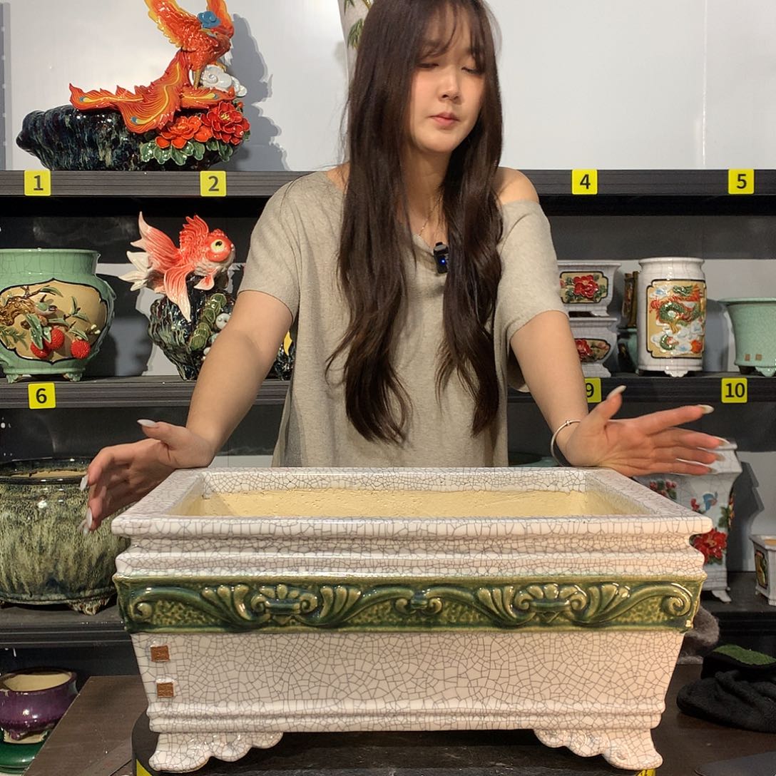 保***全高温烧制石湾盆花盆瑕疵