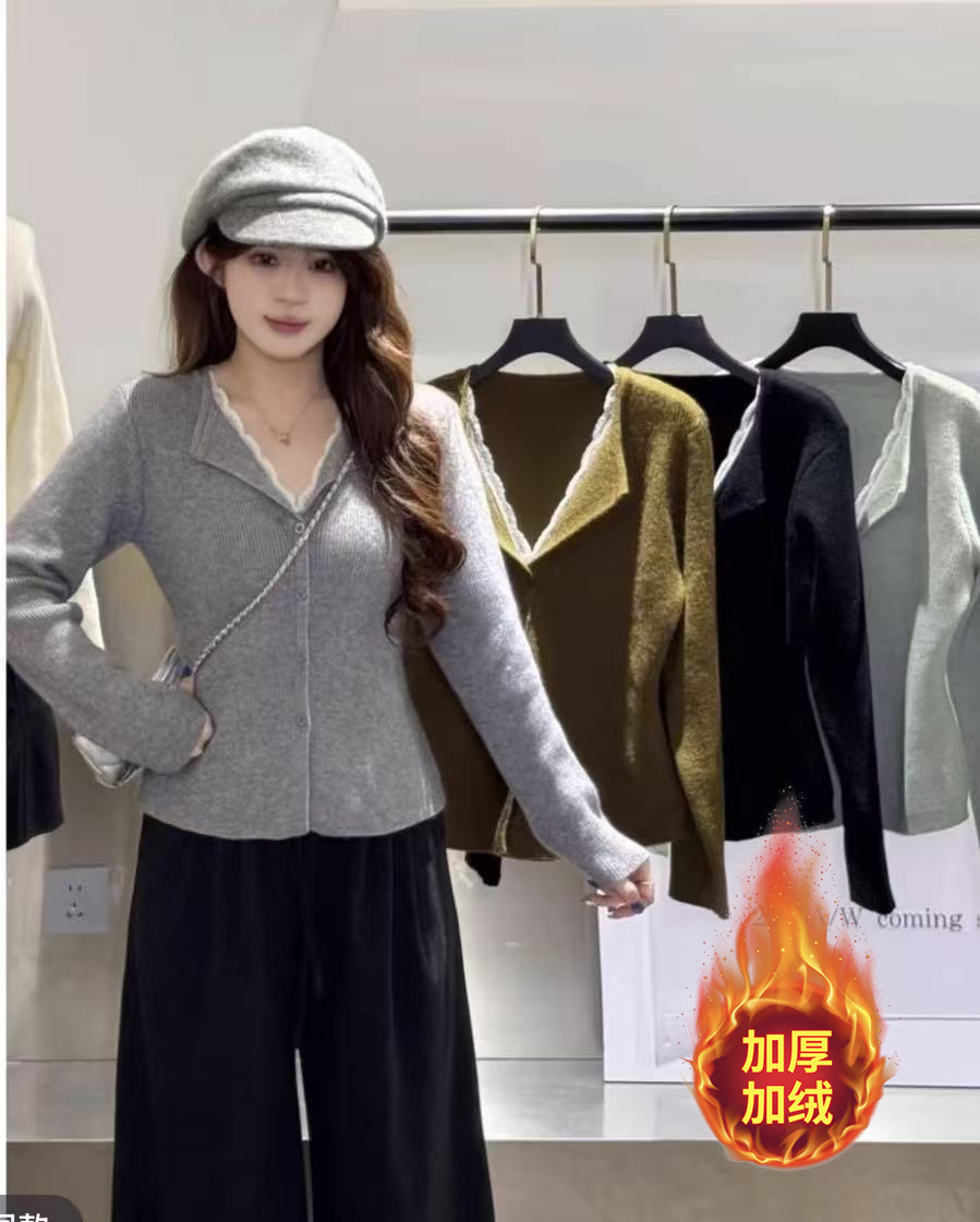 胖mm百搭宽松型遮肉显瘦保暖中长款磨毛时尚衫小香风