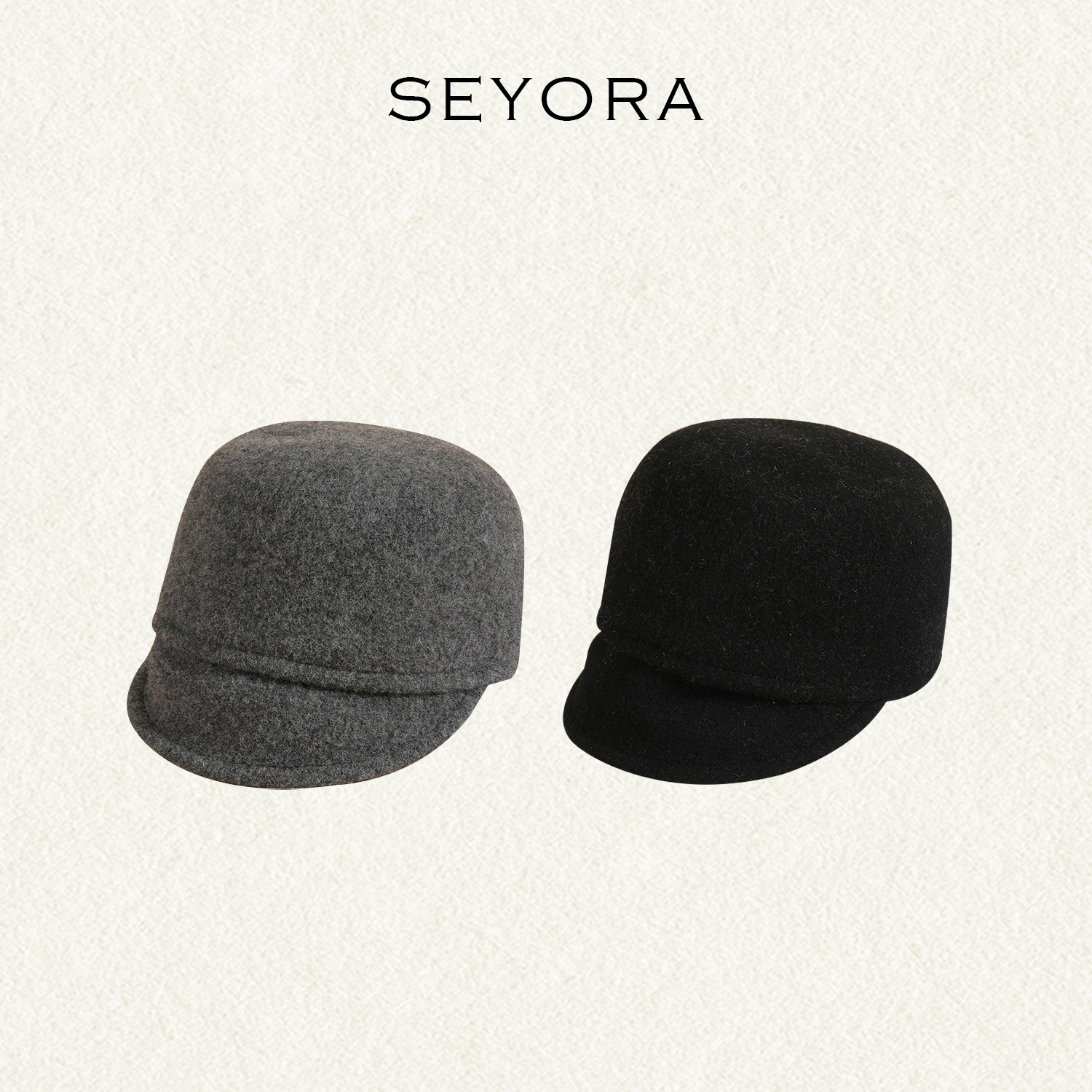 Seyora 秋冬新款羊毛骑士帽时尚马术帽百搭毛呢礼帽子 O40432SY54