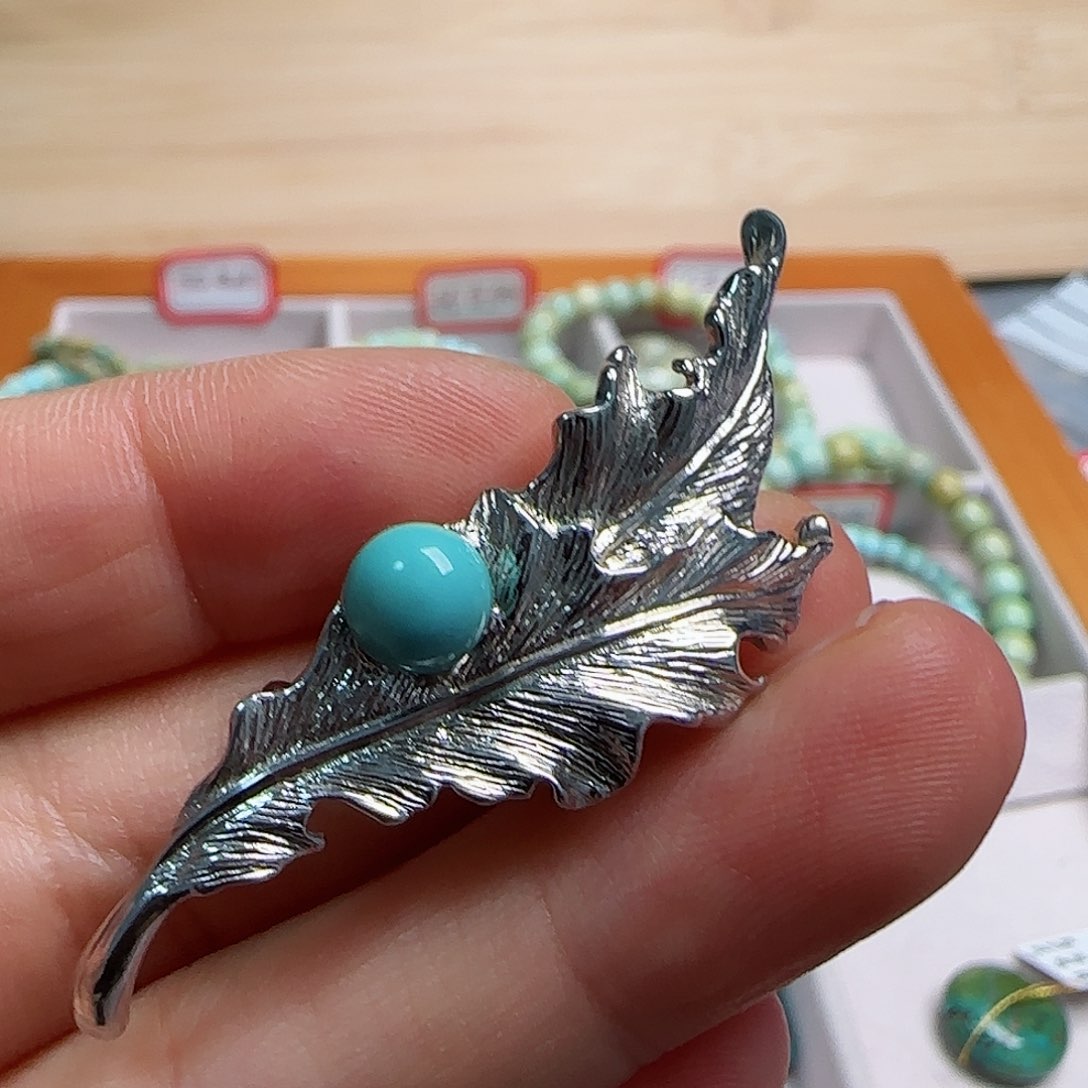 绿松石珠宝半成品银S925镶嵌