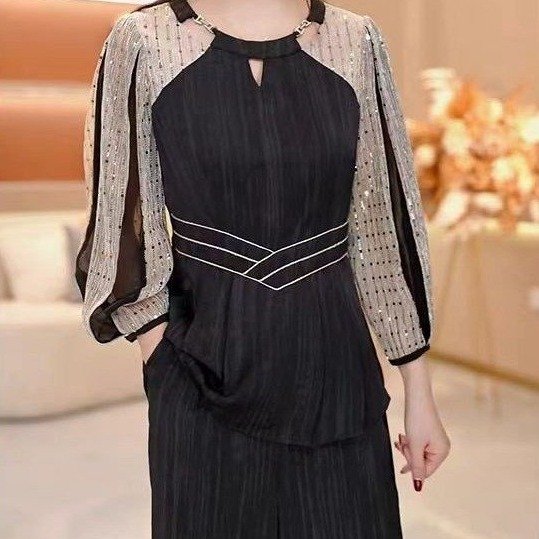 中老年女装时尚气质显瘦夏季减龄优雅长款高贵轻奢妈妈装