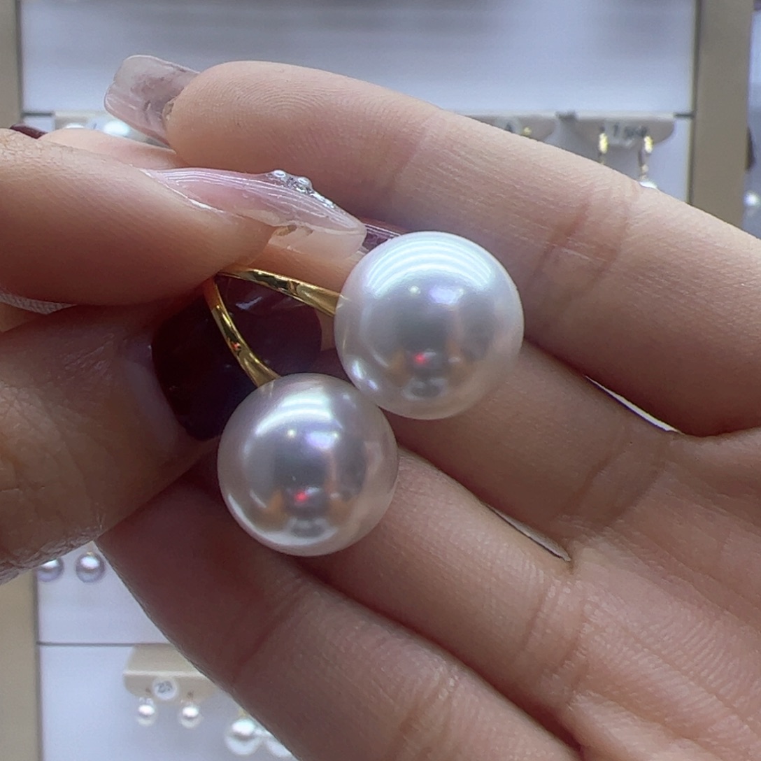 淡水珍珠耳饰18K金镶嵌