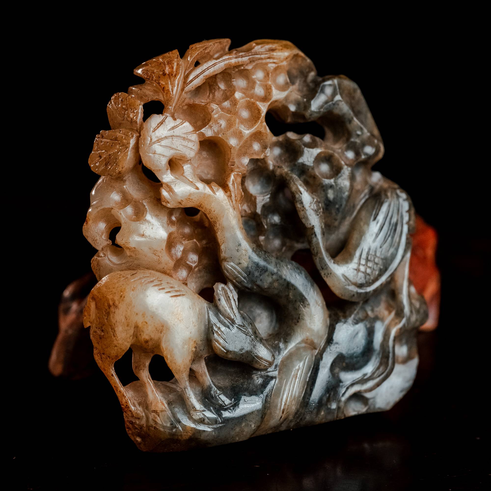 1644明代和田玉鹿鹤同春瓦子1960