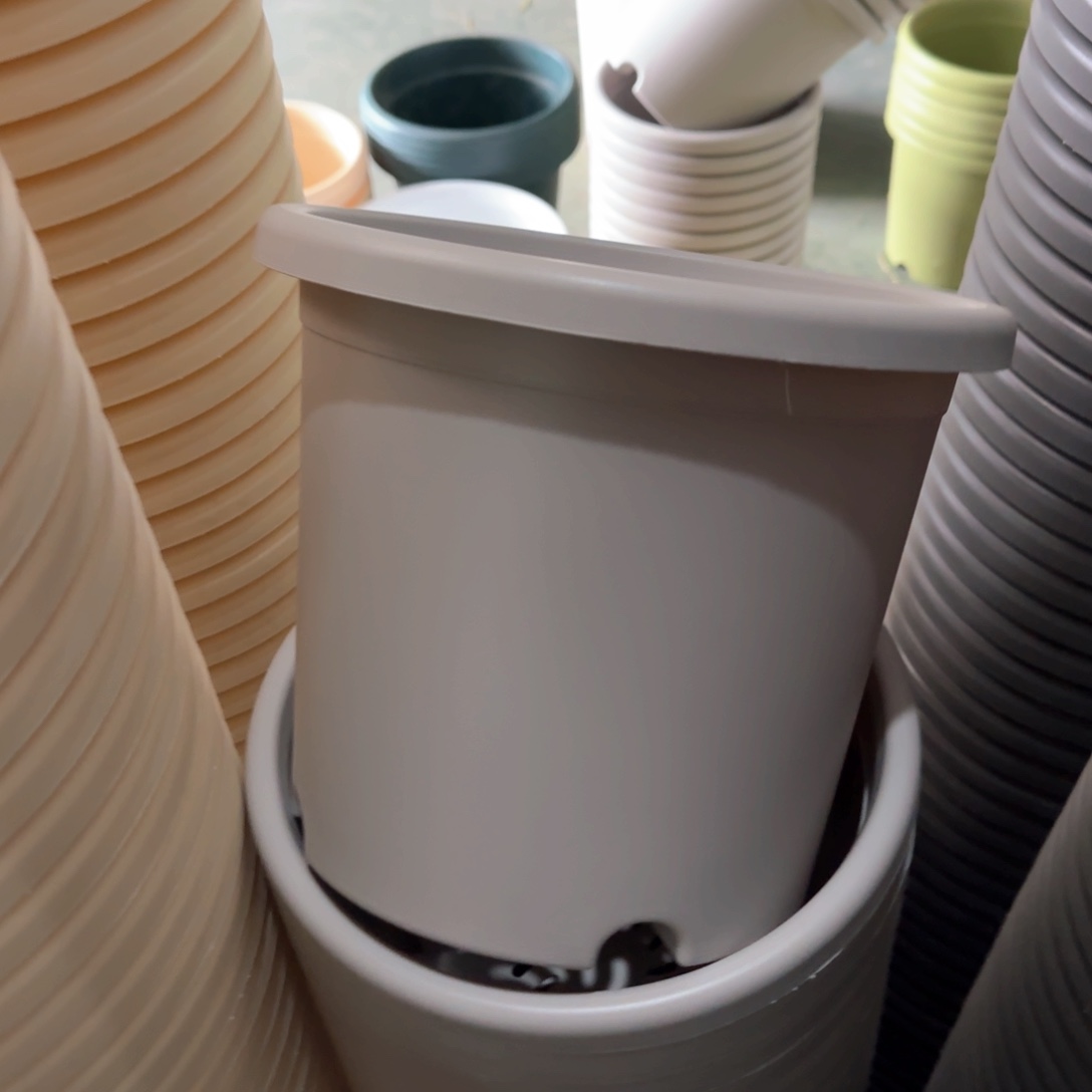 树脂四季盆4#无拖微瑕灰白8