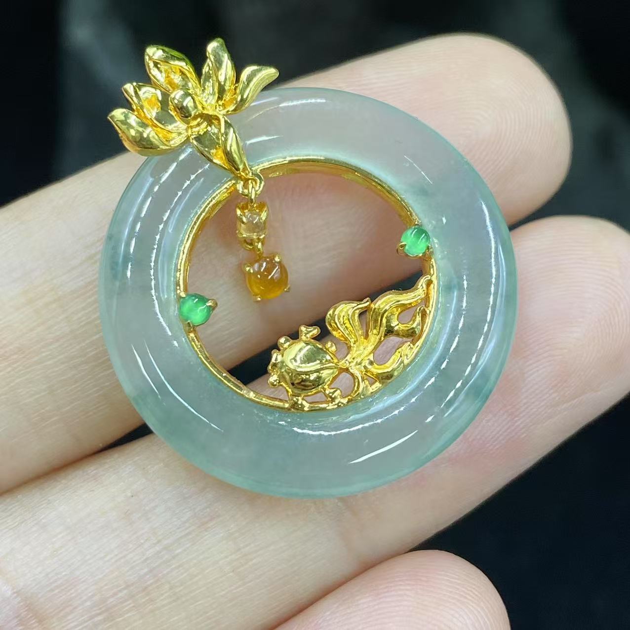 新春大集翡翠吊坠（不含链）18k金镶嵌--吊坠5596 4