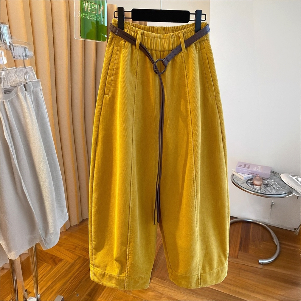 高级感加绒加厚灯芯绒裤子女2025新款冬季宽松阔腿裤直筒裤长裤子