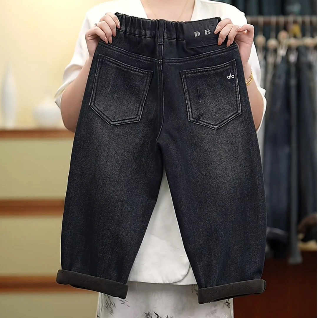 男童加绒裤子秋冬款2025新款加厚一体绒牛仔裤儿童冬季保暖长裤