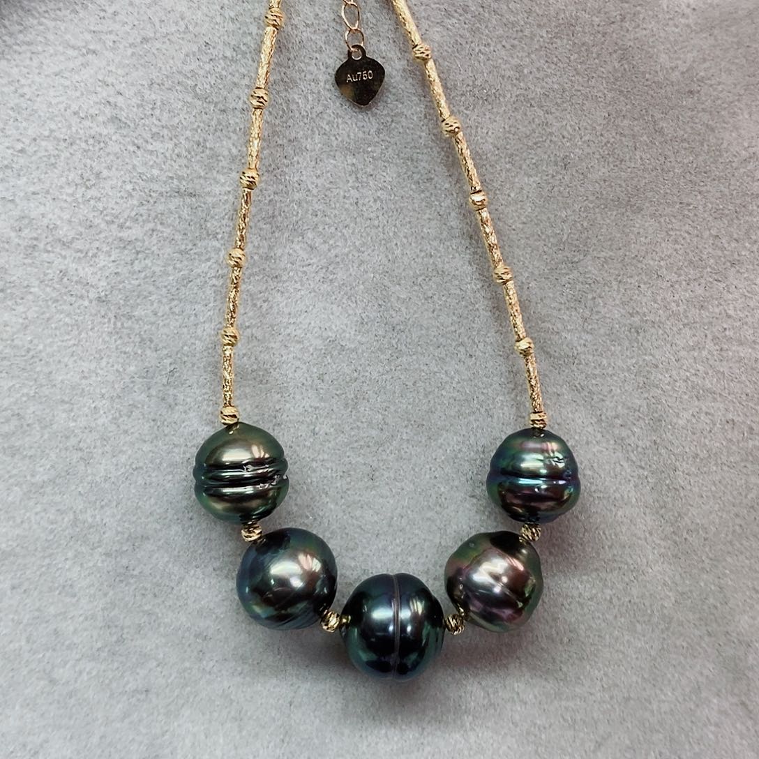 18K金镶嵌手串海水珍珠9-11