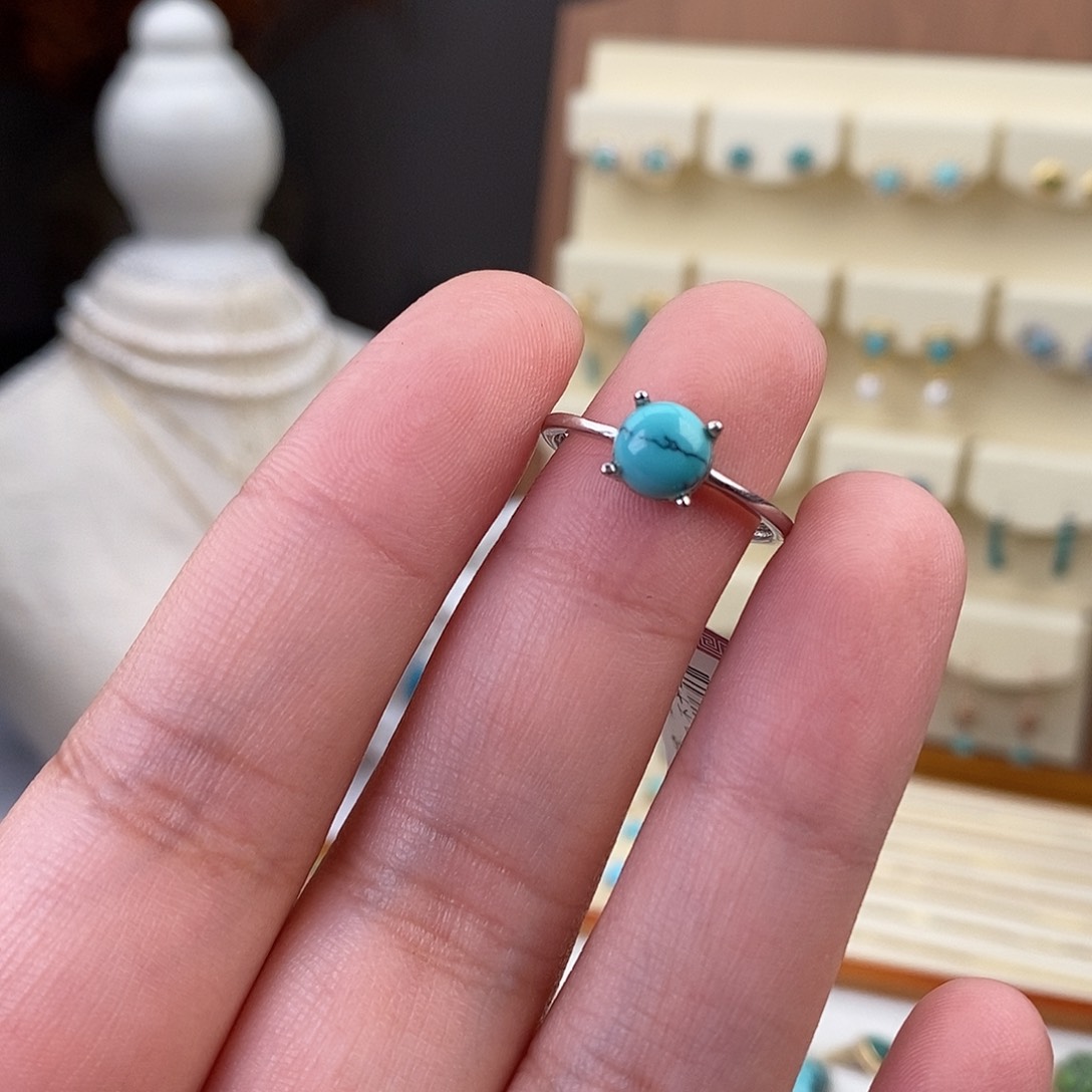 绿松石戒指银S925镶嵌