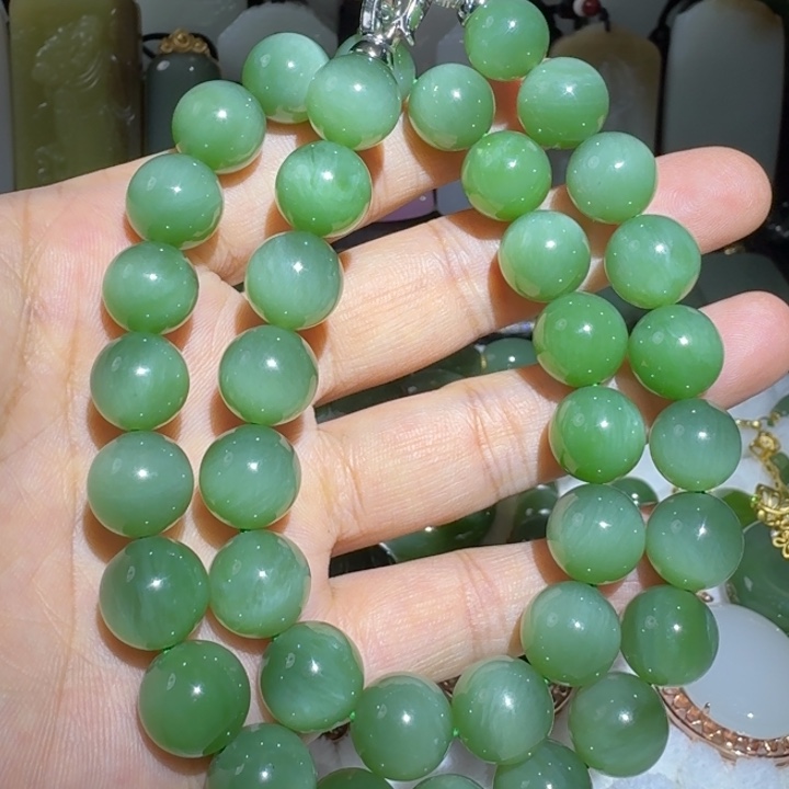 和田玉未镶嵌项链猫眼12