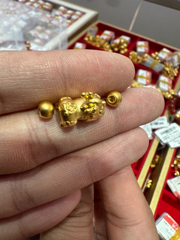 时尚足金999  皮裘宝宝两颗卡5古法