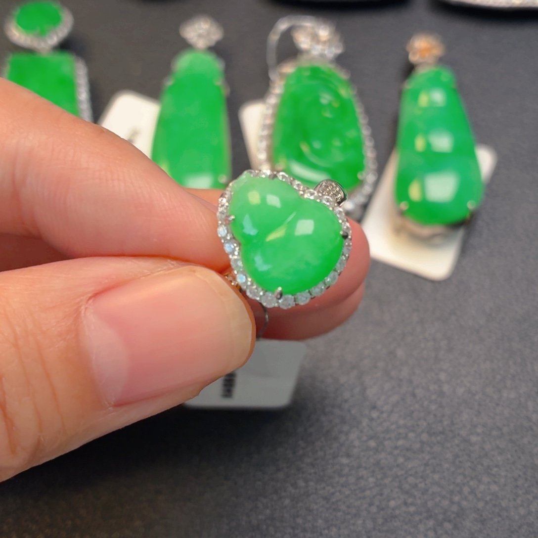 翡翠银S925镶嵌吊坠(不含链)戒指