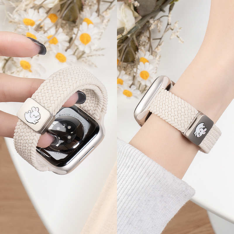 适用iwatch苹果S10手表applewatchs9s8表带运动7细款编织尼龙表带