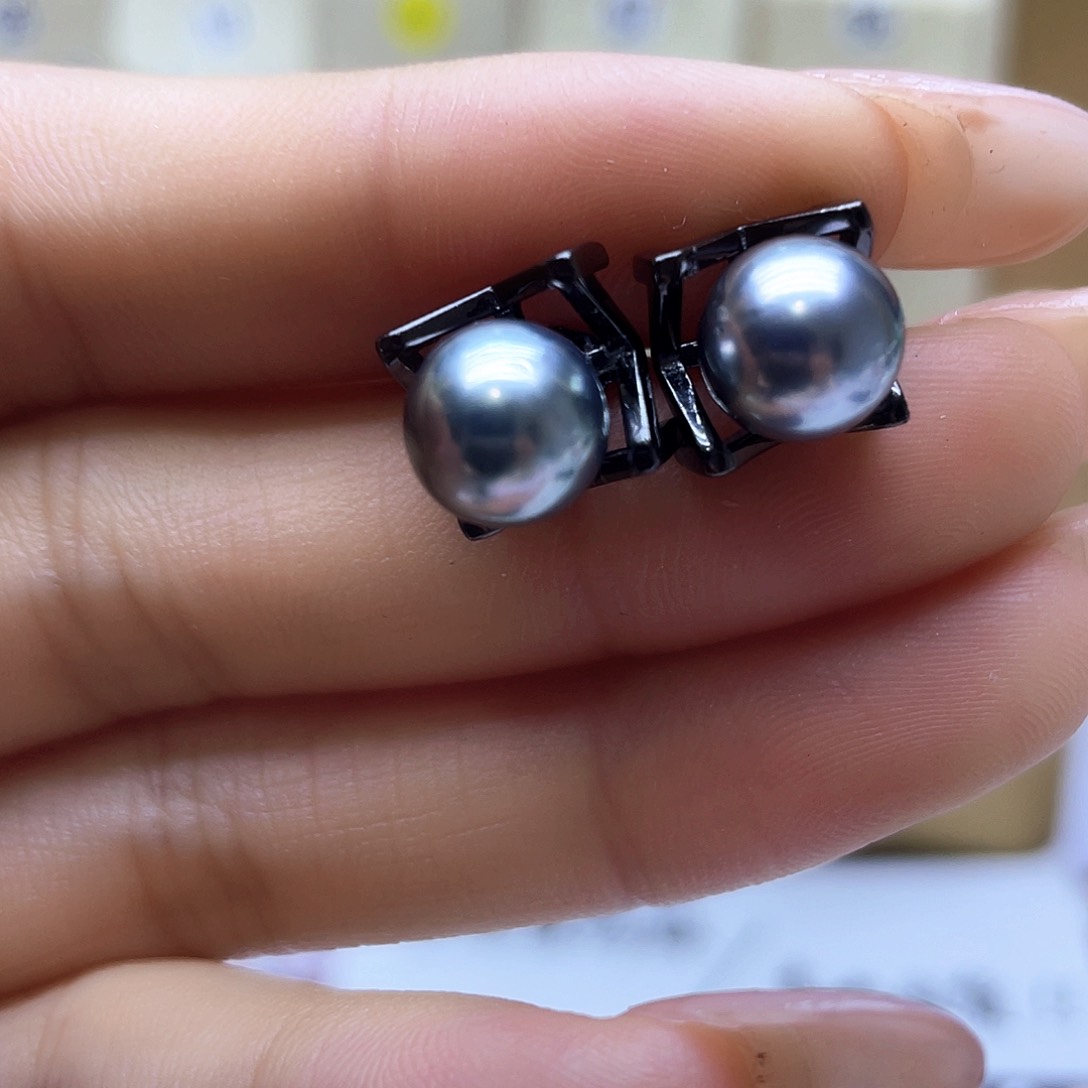 海水珍珠耳饰银S925镶嵌