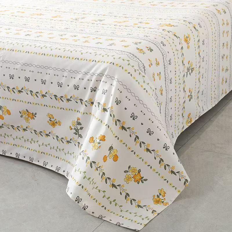 断码【花香情意】细沙原棉老粗布2.3*2.4米双人床单 吸汗透气软凉席