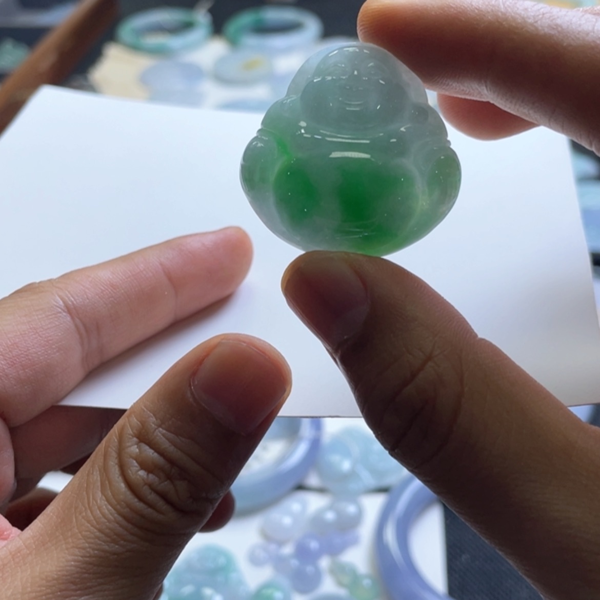 【闪购商品】翡翠未镶嵌颈饰辣阳绿佛公