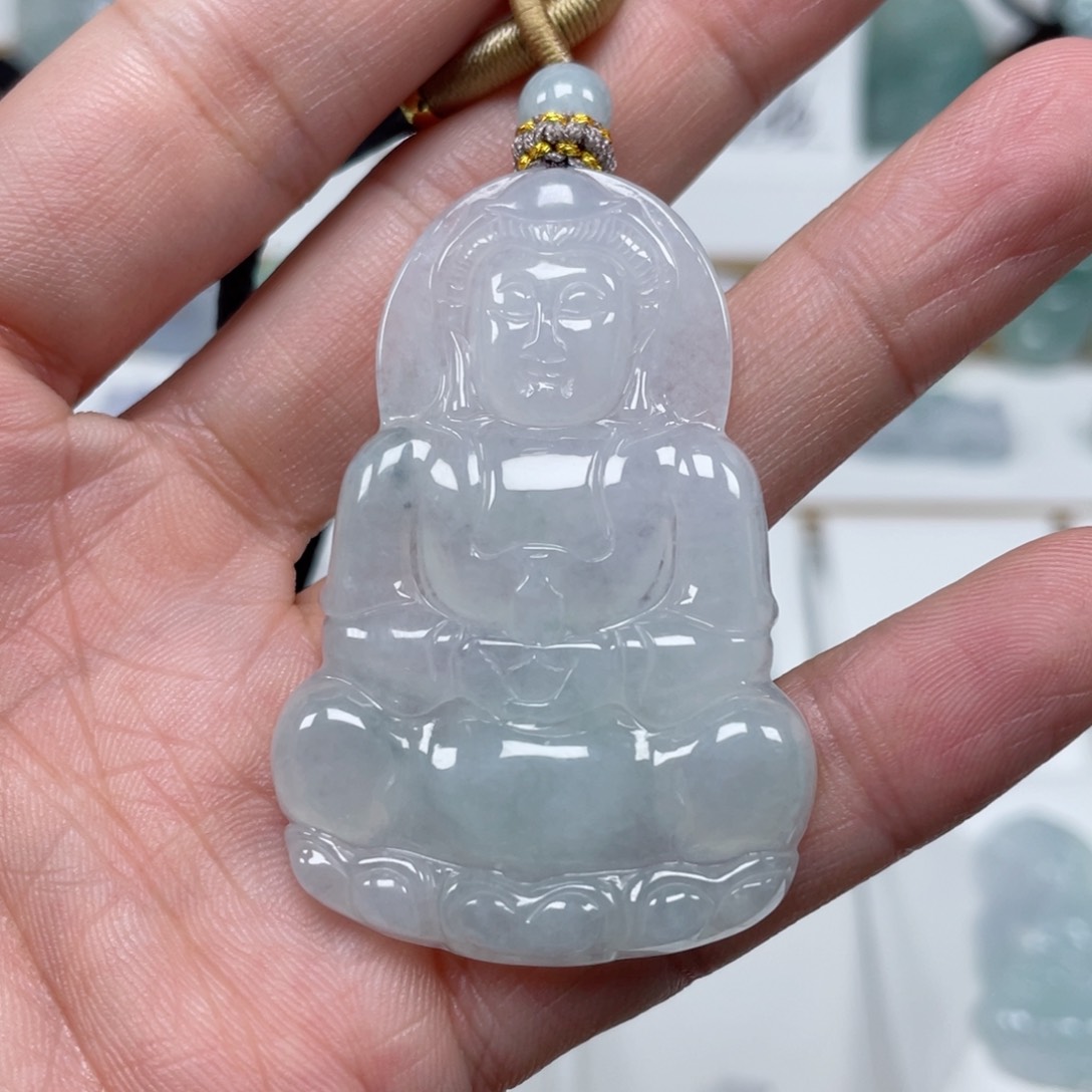 翡翠颈饰未镶嵌天然翡翠A货观音112号