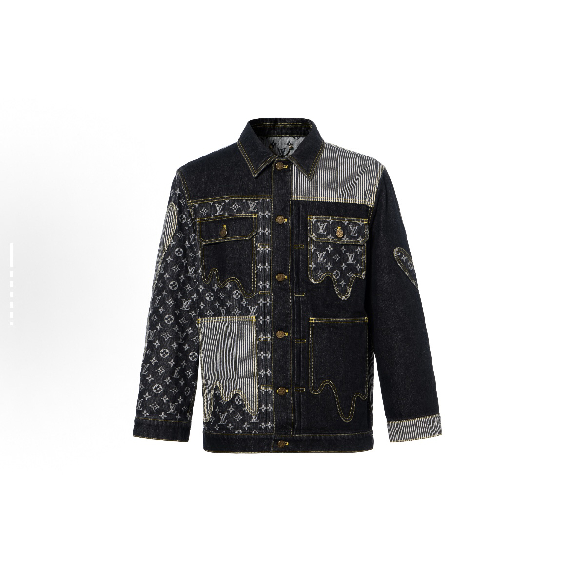 全新未使用 LouisVuitton/路易威登 老花满印牛仔外套/44码