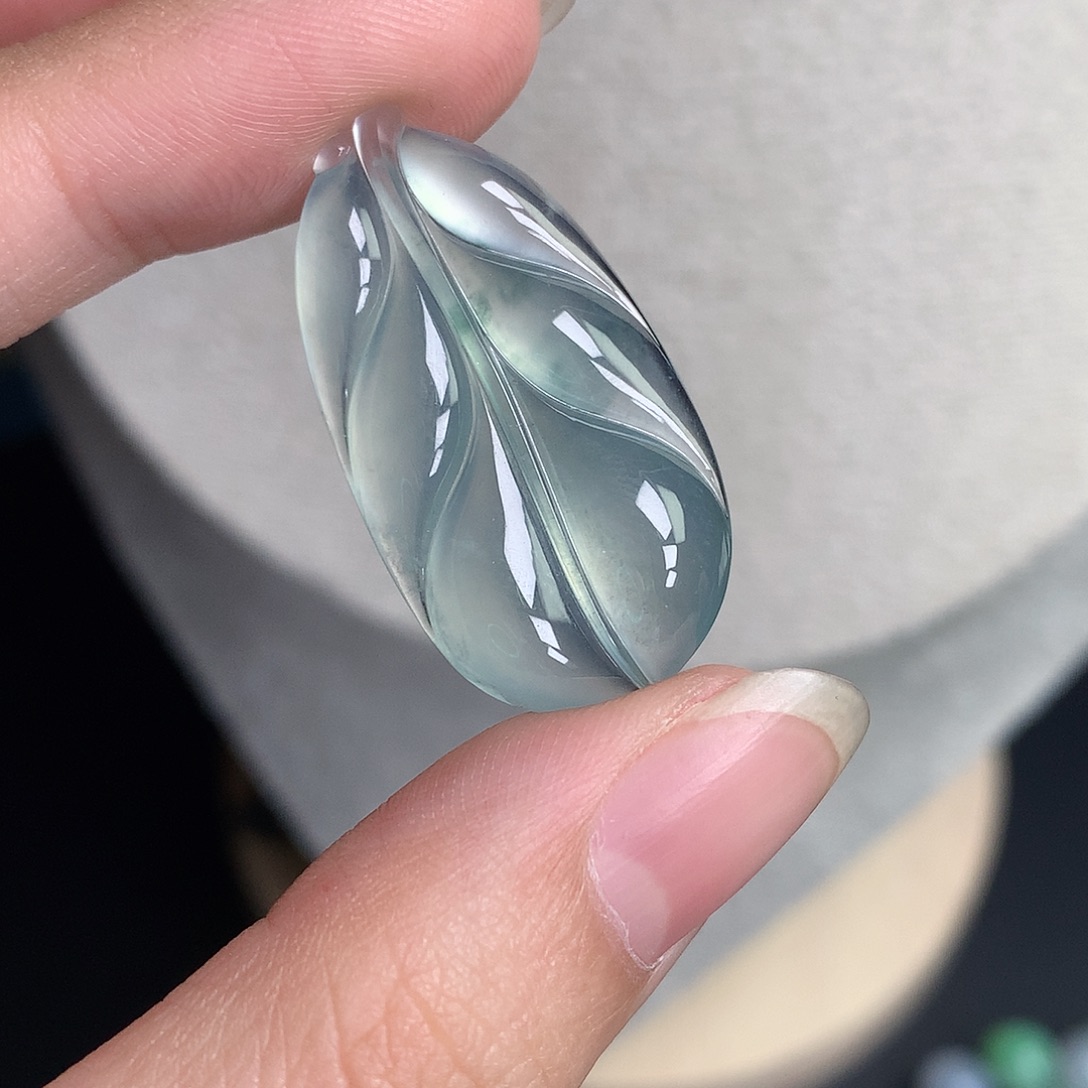 翡翠裸石缅甸天然A货翡翠冰种叶子