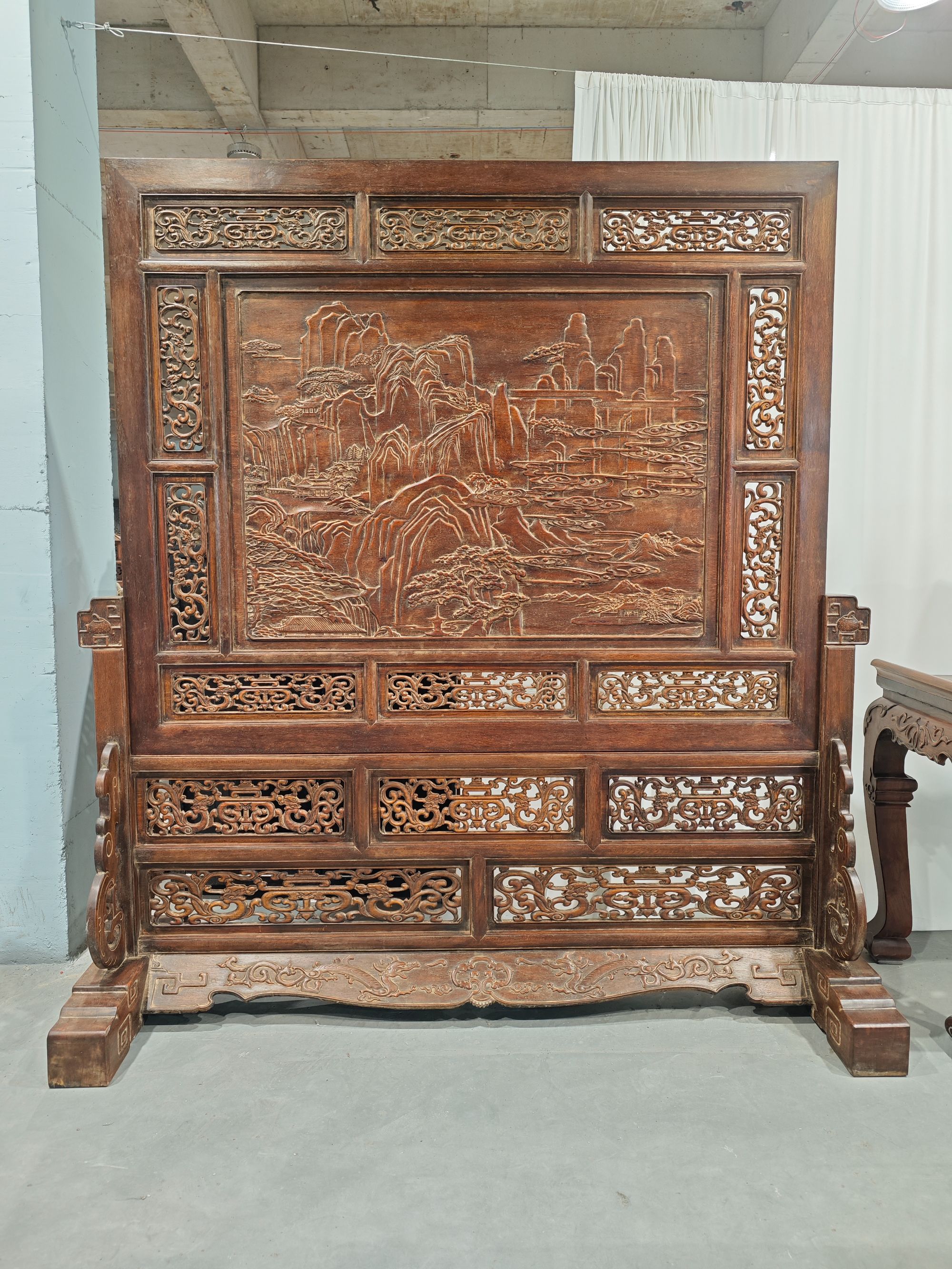 明清古典大座屏 双面工