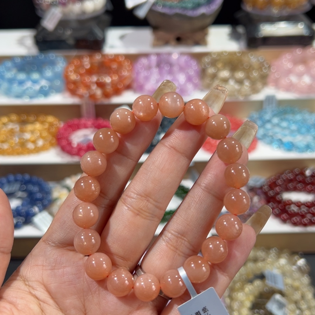 未镶嵌手串水晶爆闪金沙橙月光9.9mm