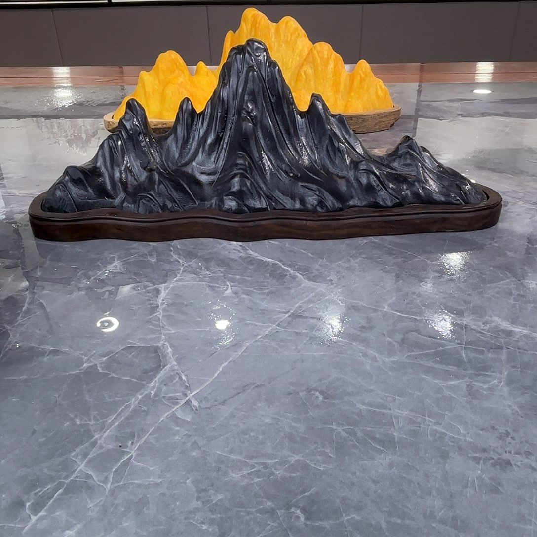 >***东砖雕灵璧石雕刻山峰摆件