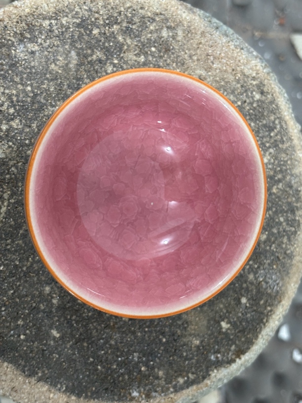 粉冰裂纹茶杯粉色主人杯