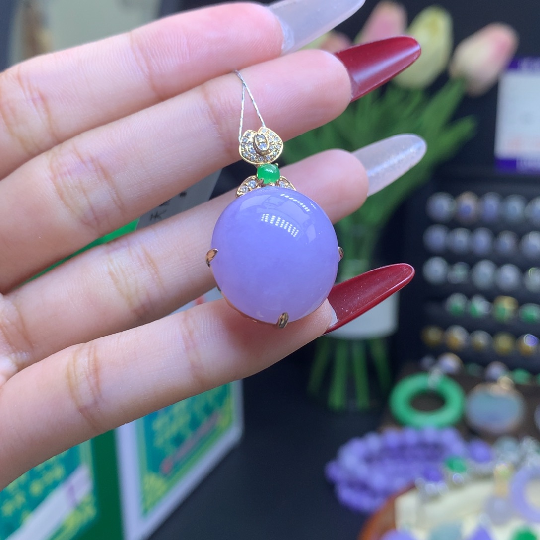 翡翠颈饰18K金镶嵌天然