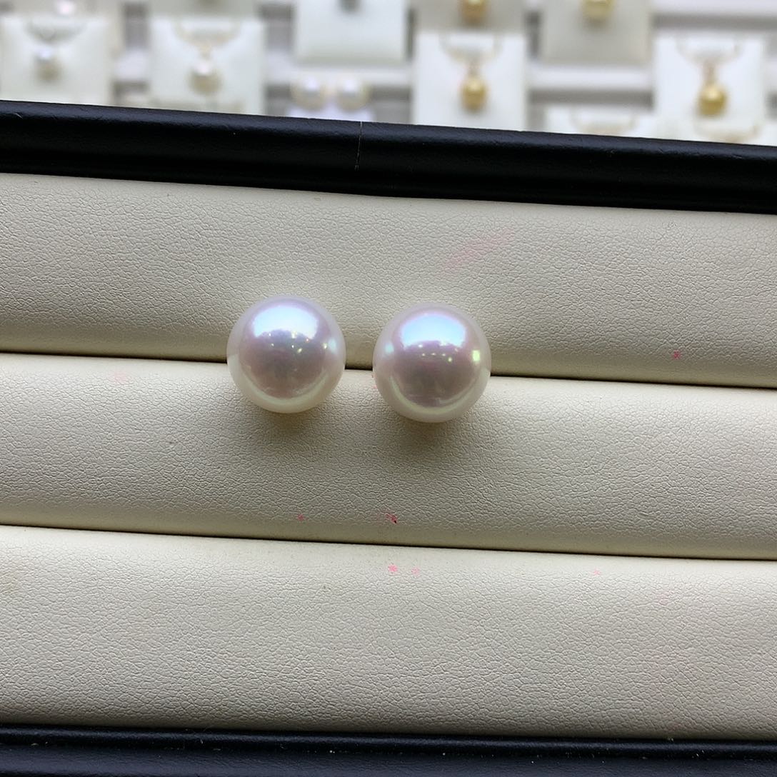 淡水珍珠耳饰18K金镶嵌紫*?