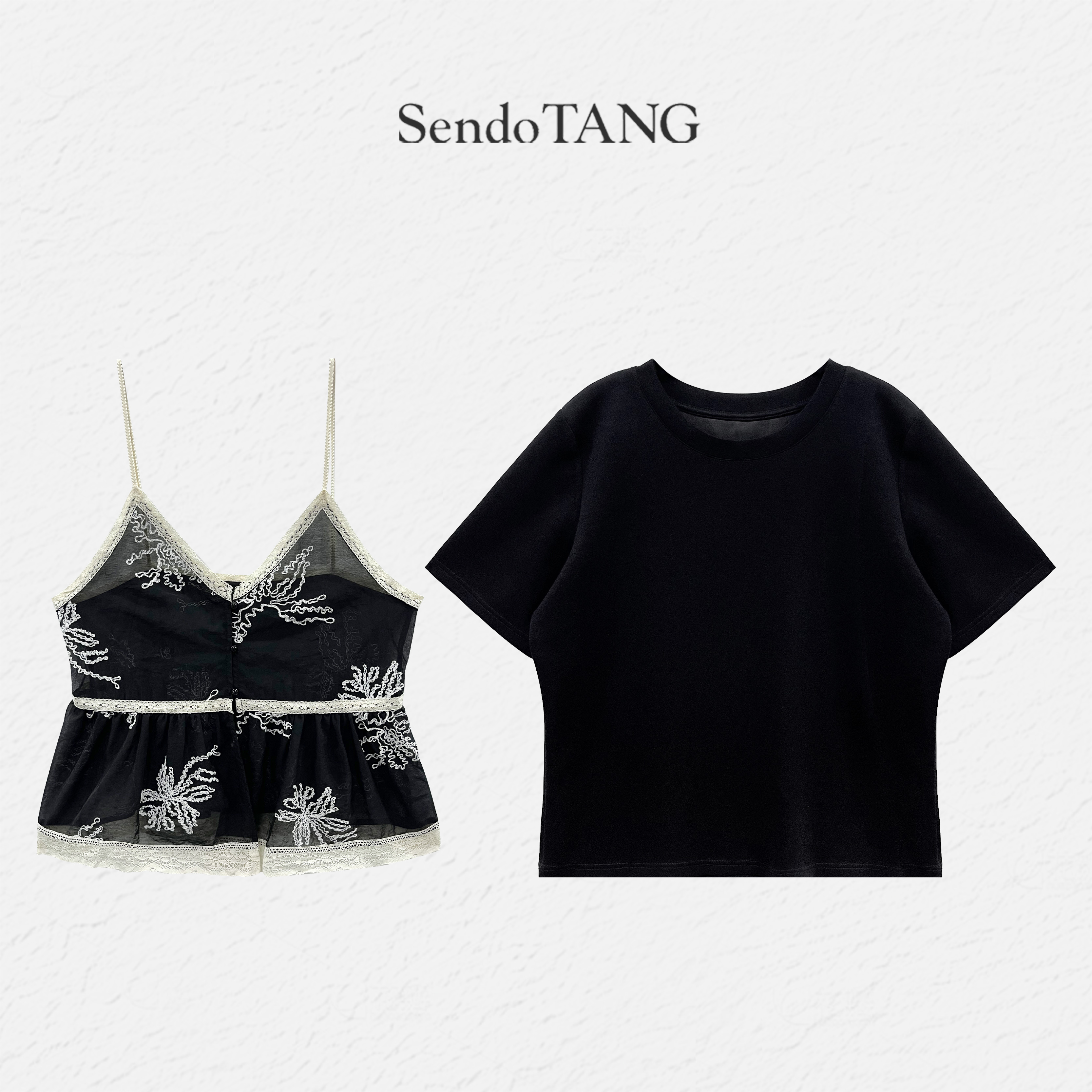 两件套【处处吻】胖多女装夏季新款时尚百搭休闲上衣吊带套装