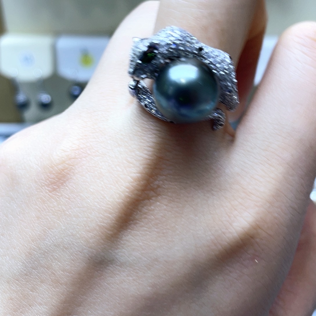 海水珍珠戒指银S925镶嵌