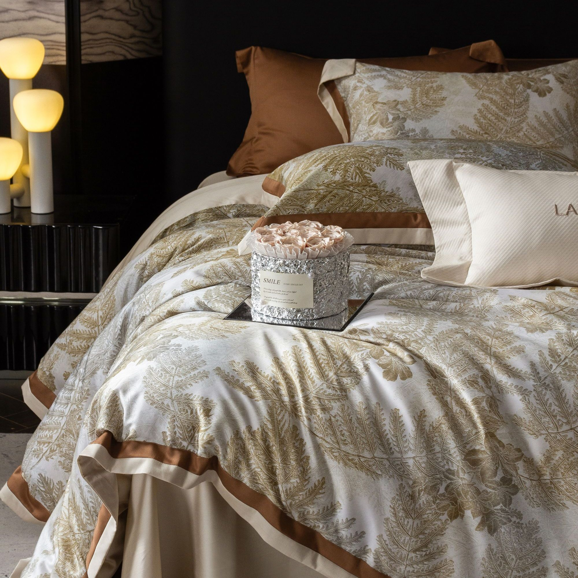 圣夫岛轻奢中古风法式数码印花长绒棉四件套美式四件套美式四件套