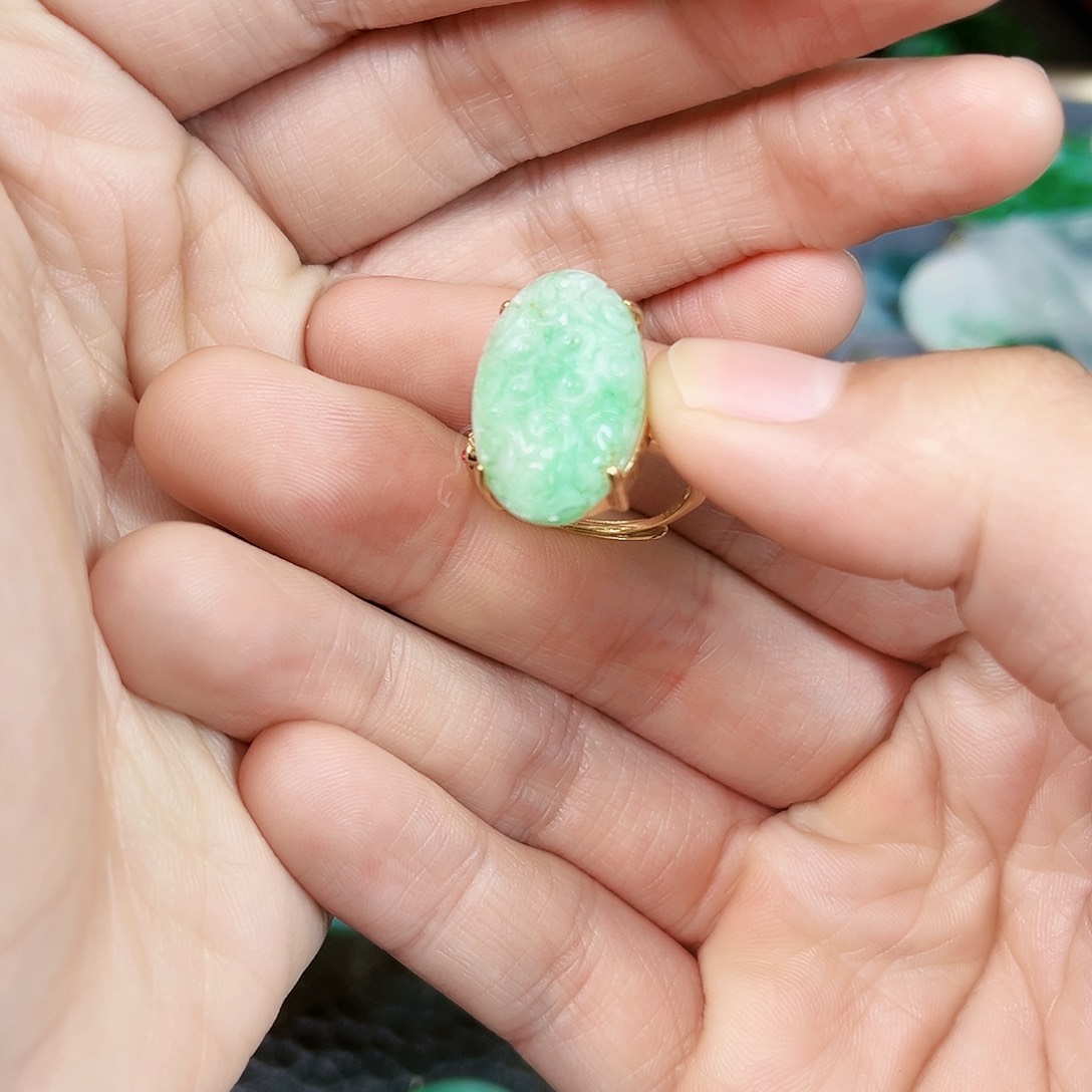 翡翠戒指银S925镶嵌戒指