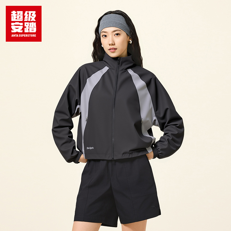 超级安踏女子外套秋季新款流光风防泼水复古休闲夹克运动上衣