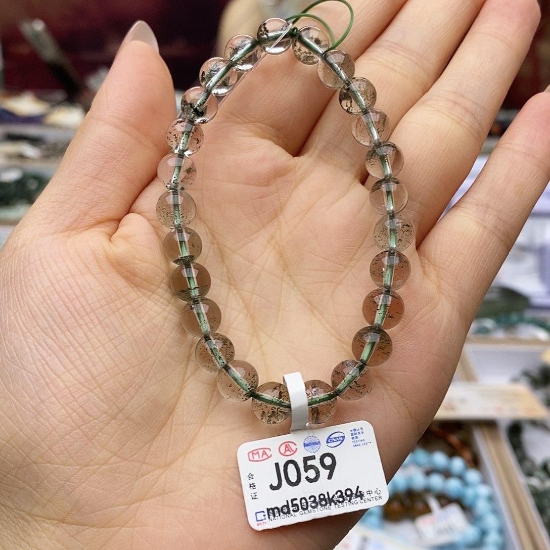 水晶手链未镶嵌J059 绿幽灵 7.8m