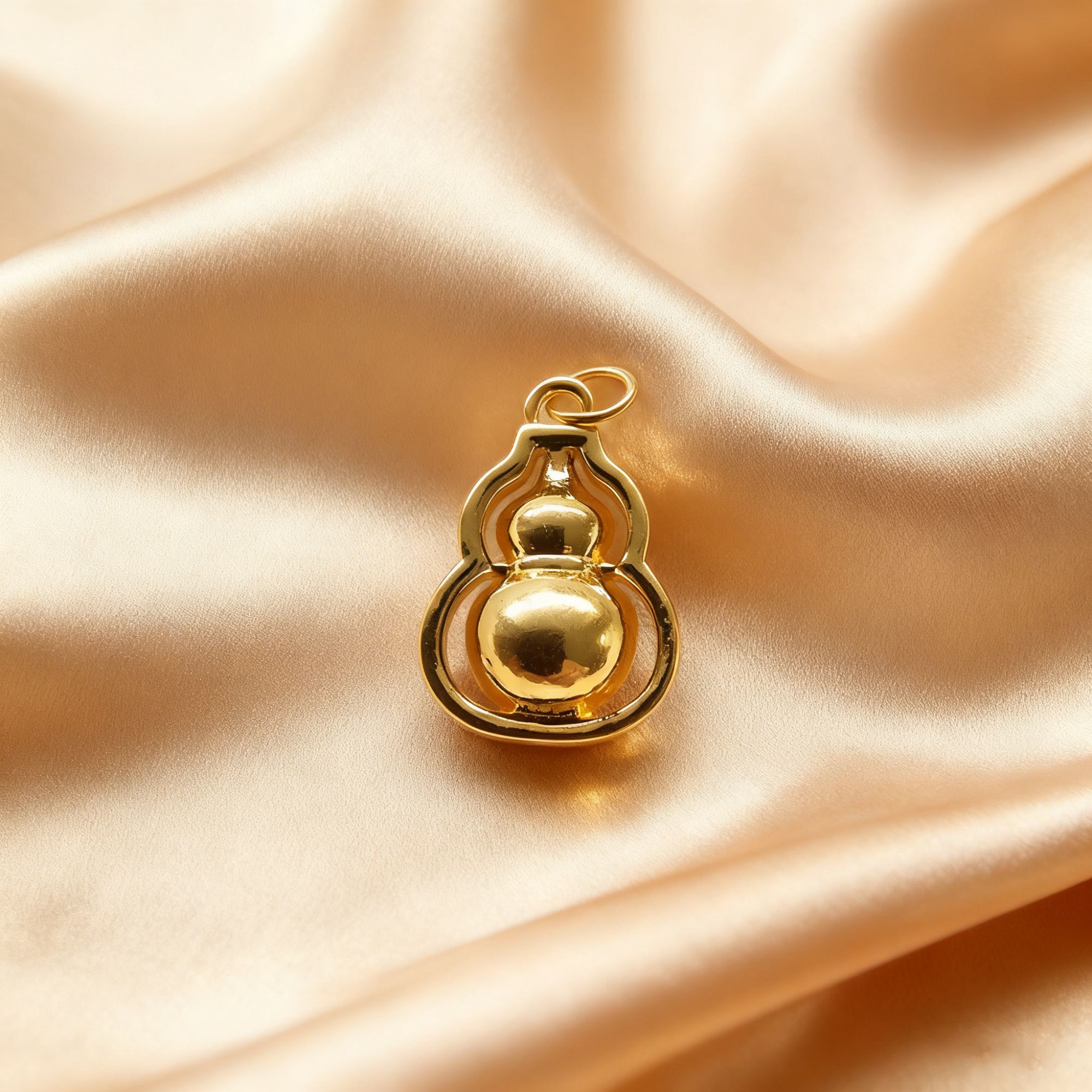 【黄金】足金999亮面大双生葫芦素金 圆环 5D工艺CY203