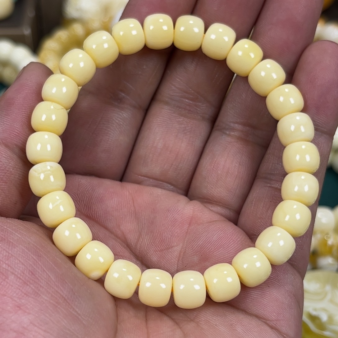 琥珀手链未镶嵌阿尔卑斯奶酪蜡老邢手串8.8mm
