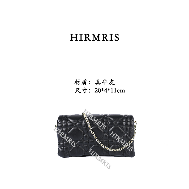 HIRMRIS手工真皮包 550592-黑 两格手拿包