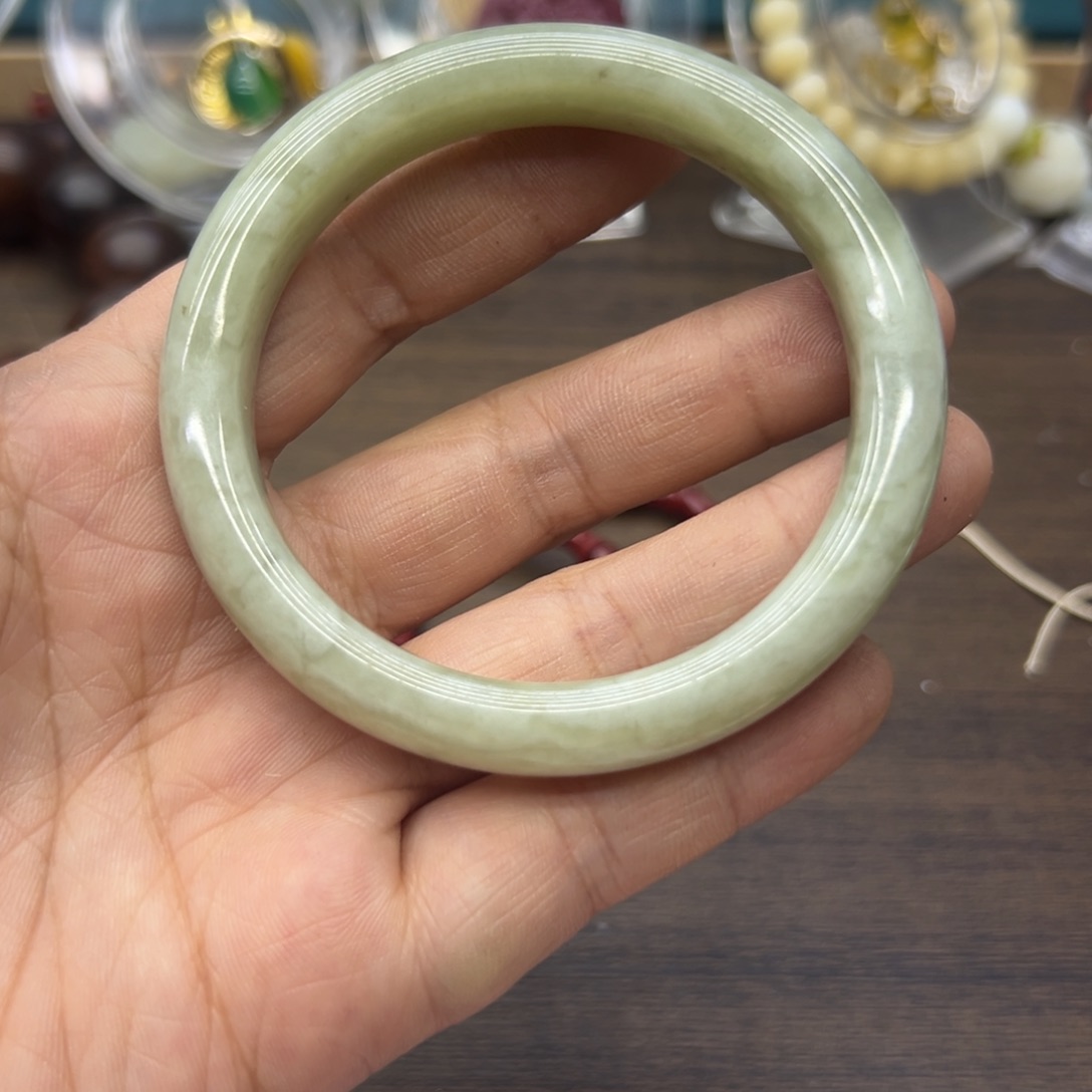 和田玉未镶嵌手镯59圈围619