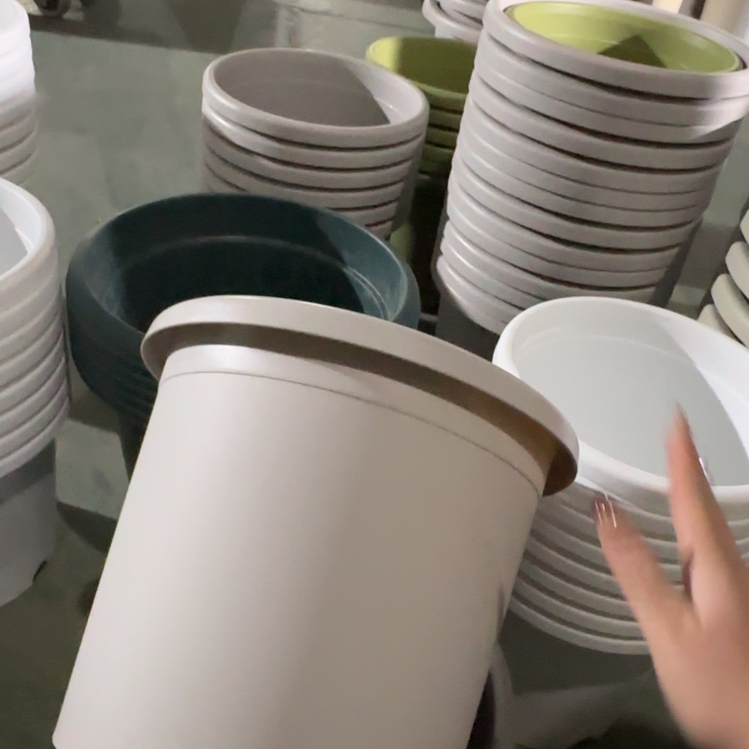 树脂四季盆5#无拖灰白微瑕6