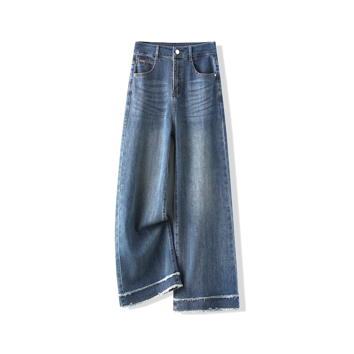 复古牛仔阔腿裤女春秋2025新款高腰松弛显瘦流行窄版直筒裤潮6605