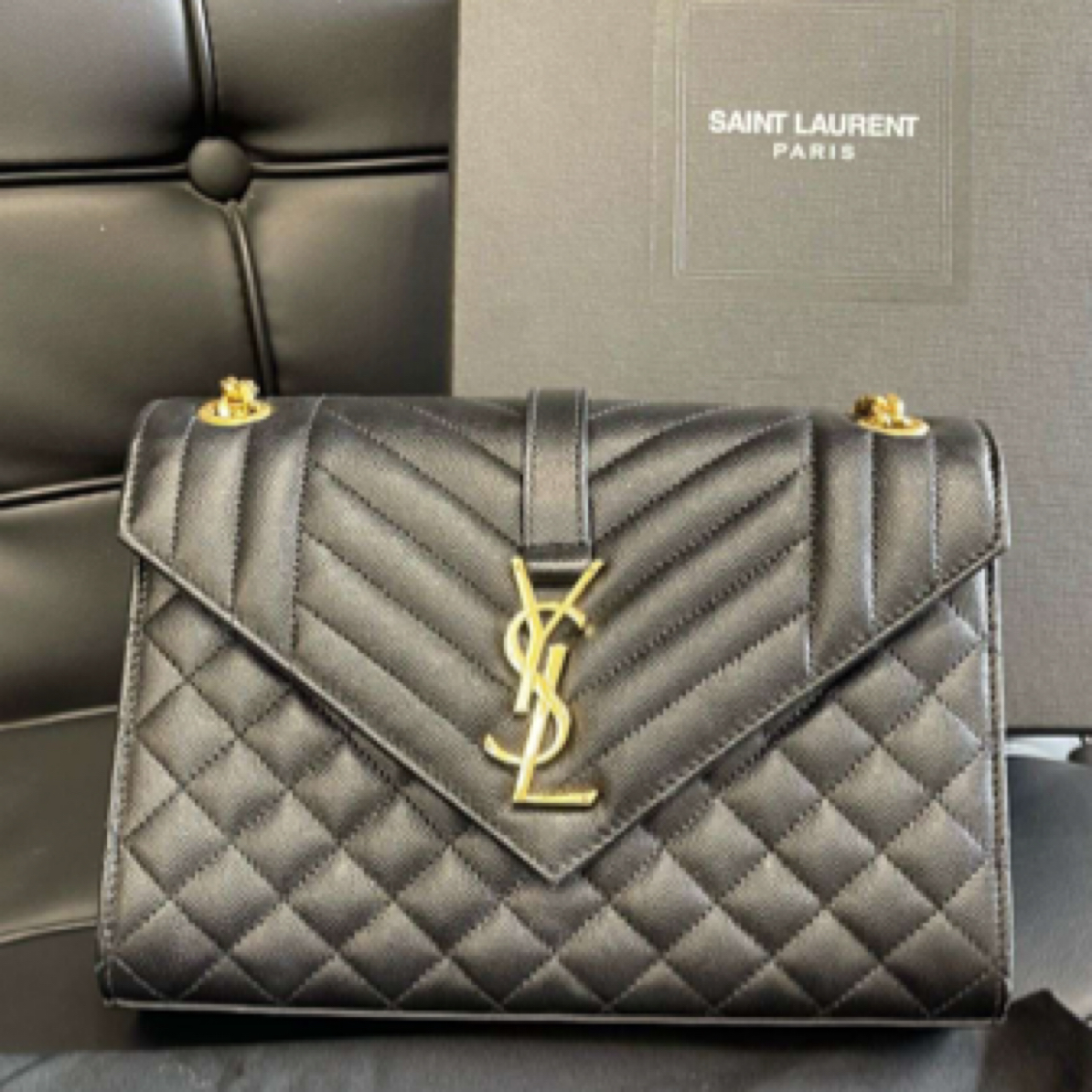 99新 YSL/圣罗兰 大号信封包 黑金