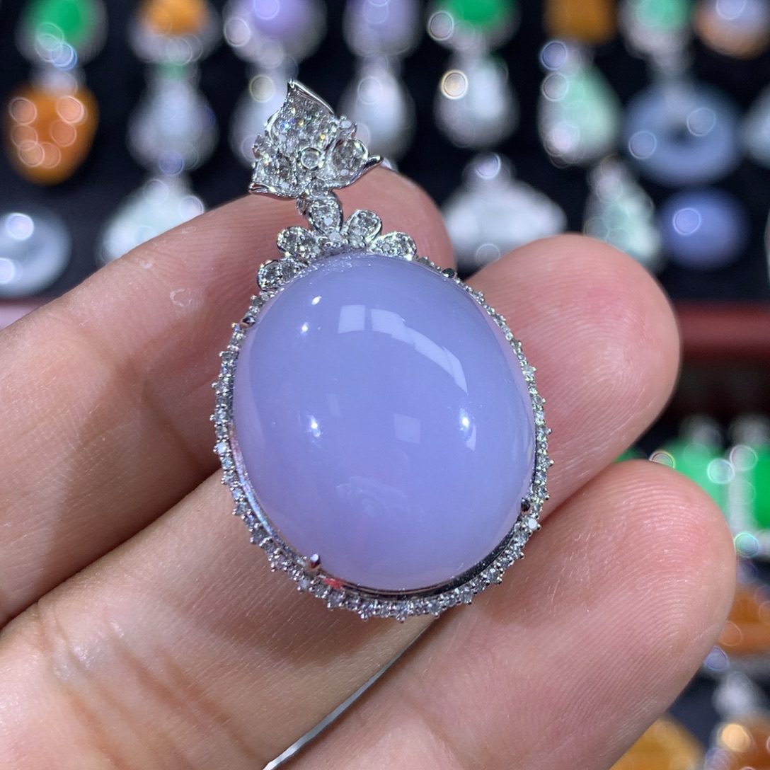 翡翠18K金镶嵌吊坠(不含链)