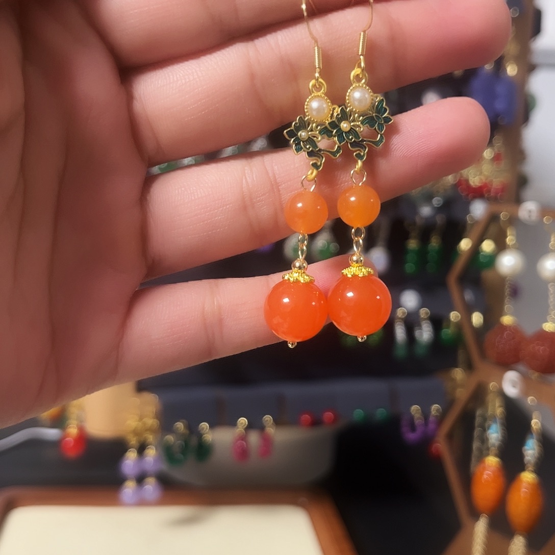 锆石纯铜925银耳饰