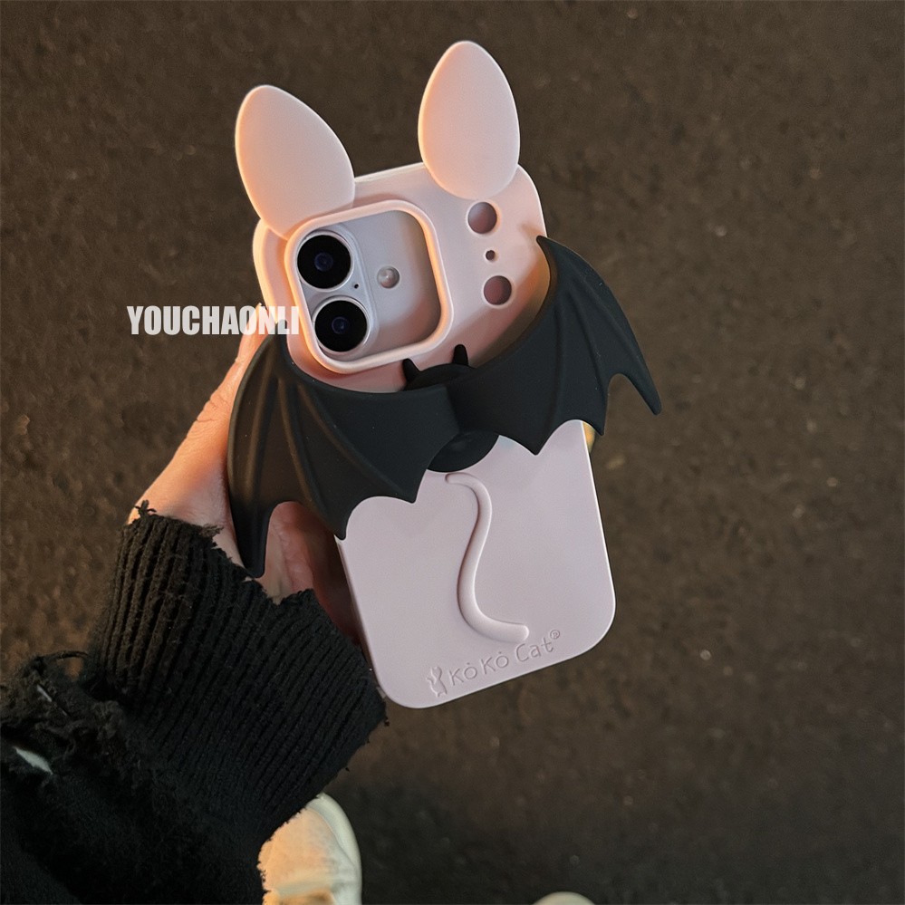 立体蝙蝠翅膀猫耳苹果17promax手机壳iPhone1615硅胶1413女14pro