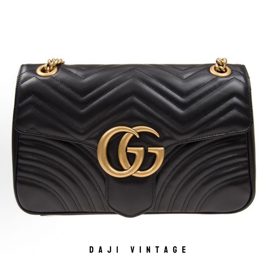 95新 GUCCI/古驰 大吉中古/Gucci黑金马蒙26斜挎包